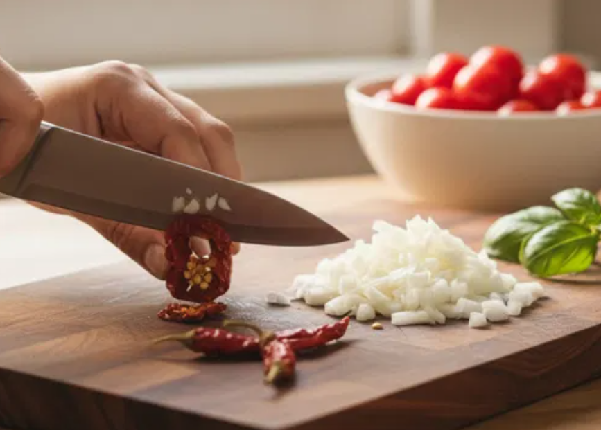 Salsa italiana calabresa. Receta picante para pasta o carne