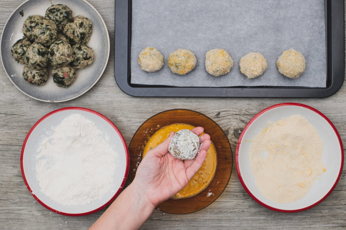 Albóndigas de arroz, espinacas y jamón paso 22