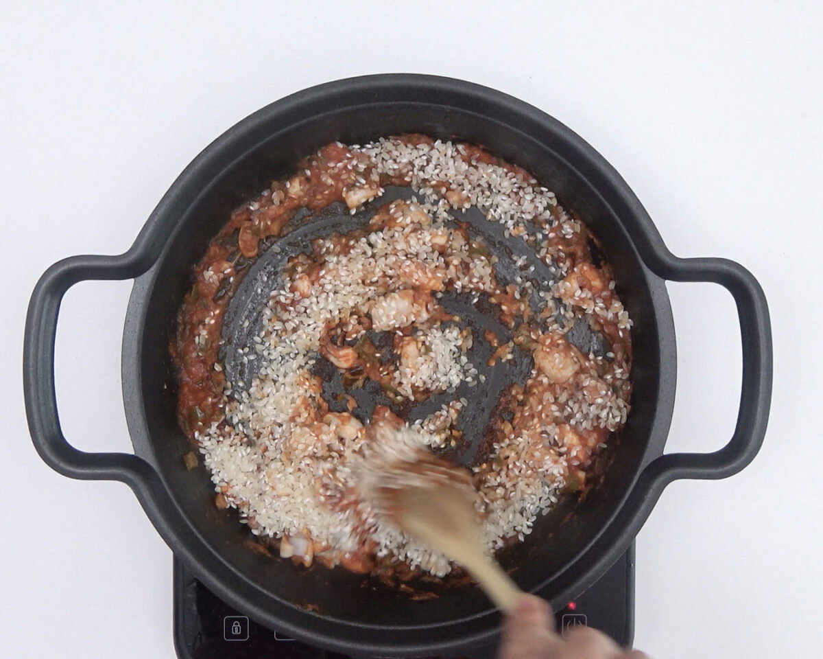 Arroz caldoso de marisco paso 21