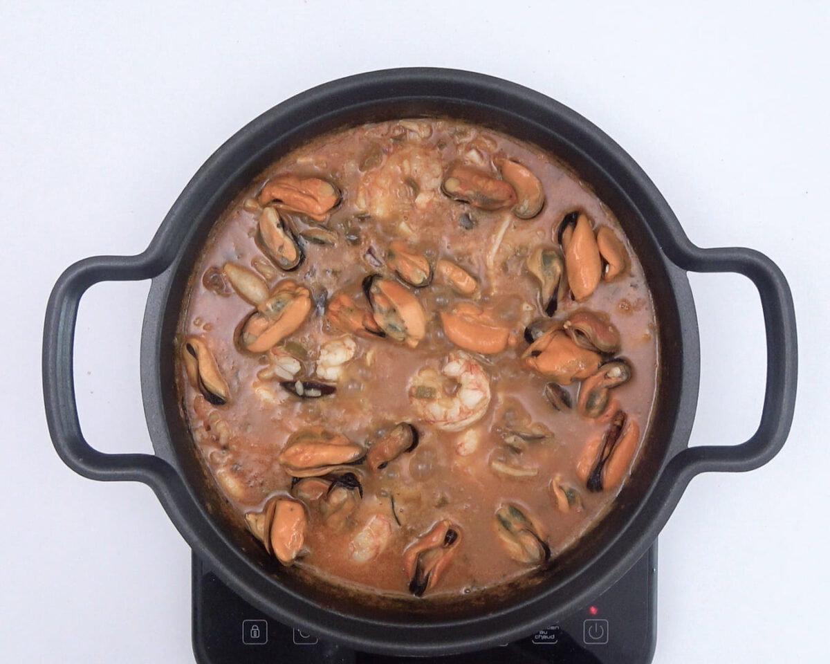 Arroz caldoso de marisco paso 25