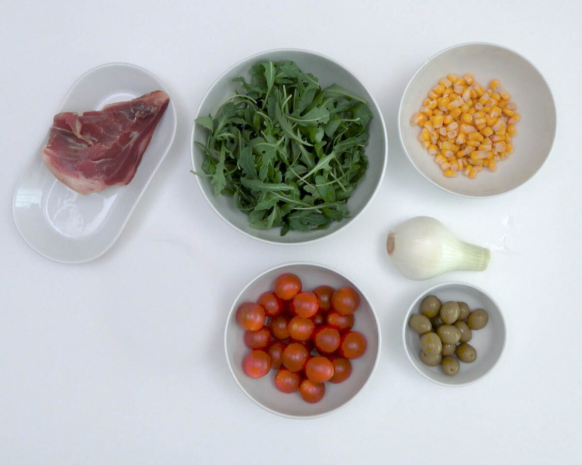 Ensalada de arroz con tomate y jamón paso 1