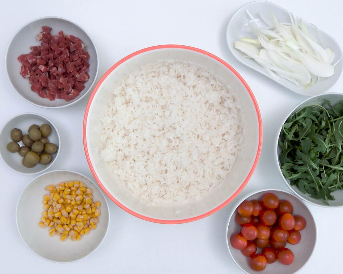 Ensalada de arroz con tomate y jamón paso 11