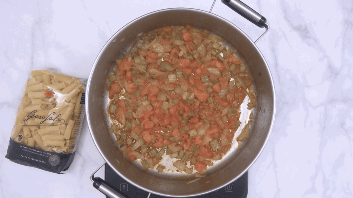 Pasta con caponata siciliana paso 14