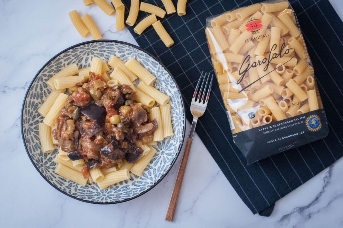 Pasta con caponata siciliana paso 22