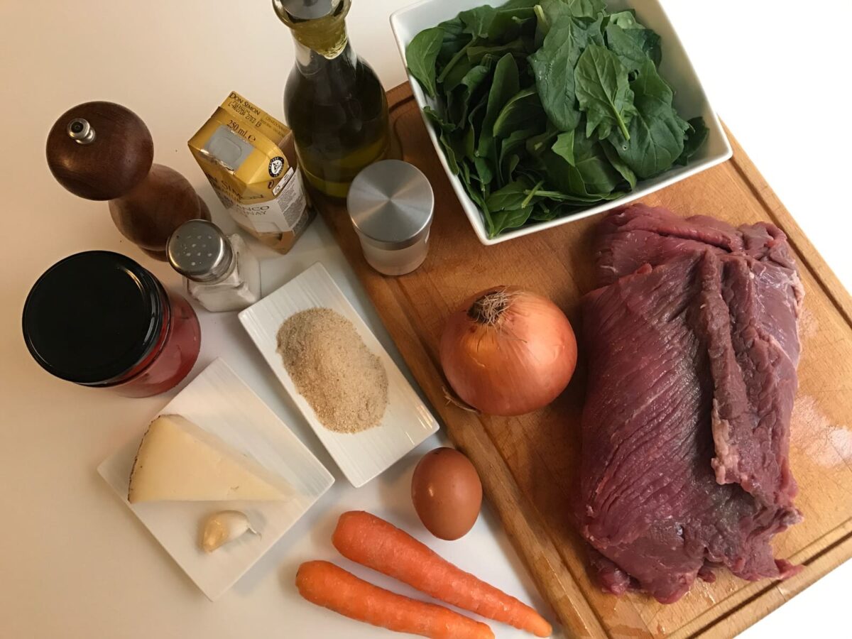 Rollo de carne relleno o Roti paso 1