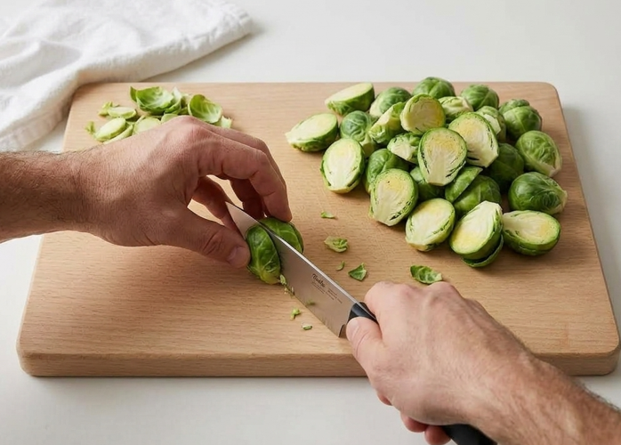 Coles de bruselas al horno con parmesano y balsámico