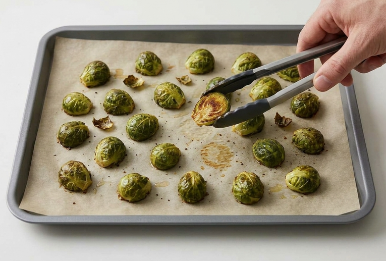 Coles de bruselas al horno con parmesano y balsámico