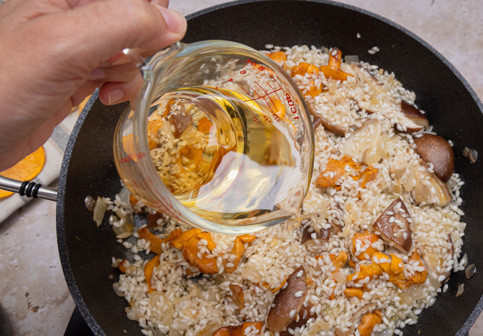 Risotto de setas, trufa y langostinos