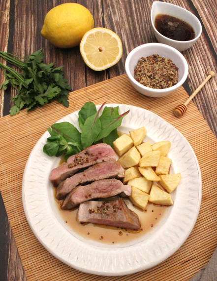 Secreto ibérico con salsa de cerveza y miel