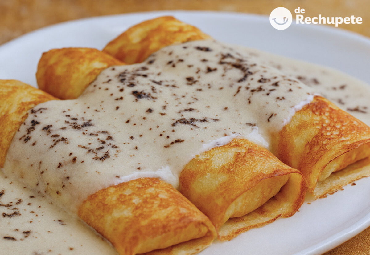 Crepes trufadas rellenas de merluza