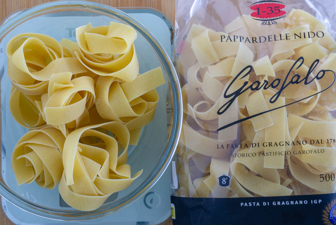 Pappardelle con langostinos y boletus salteados en salsa de foie