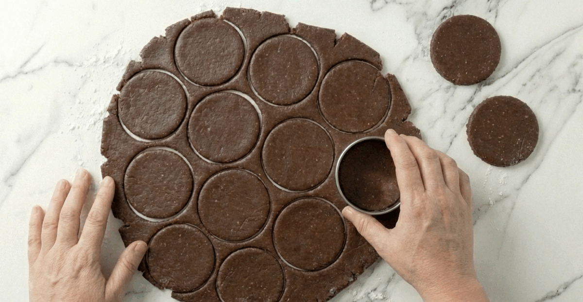 Alfajores de chocolate rellenos de dulce de leche y cubiertos de chocolate