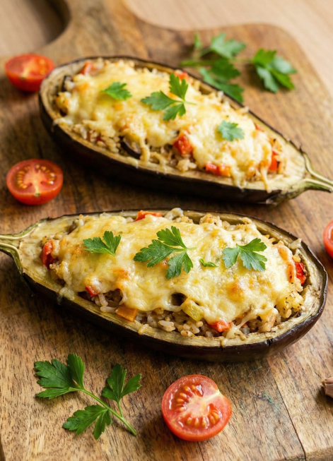 Berenjenas rellenas de verduras y quinoa