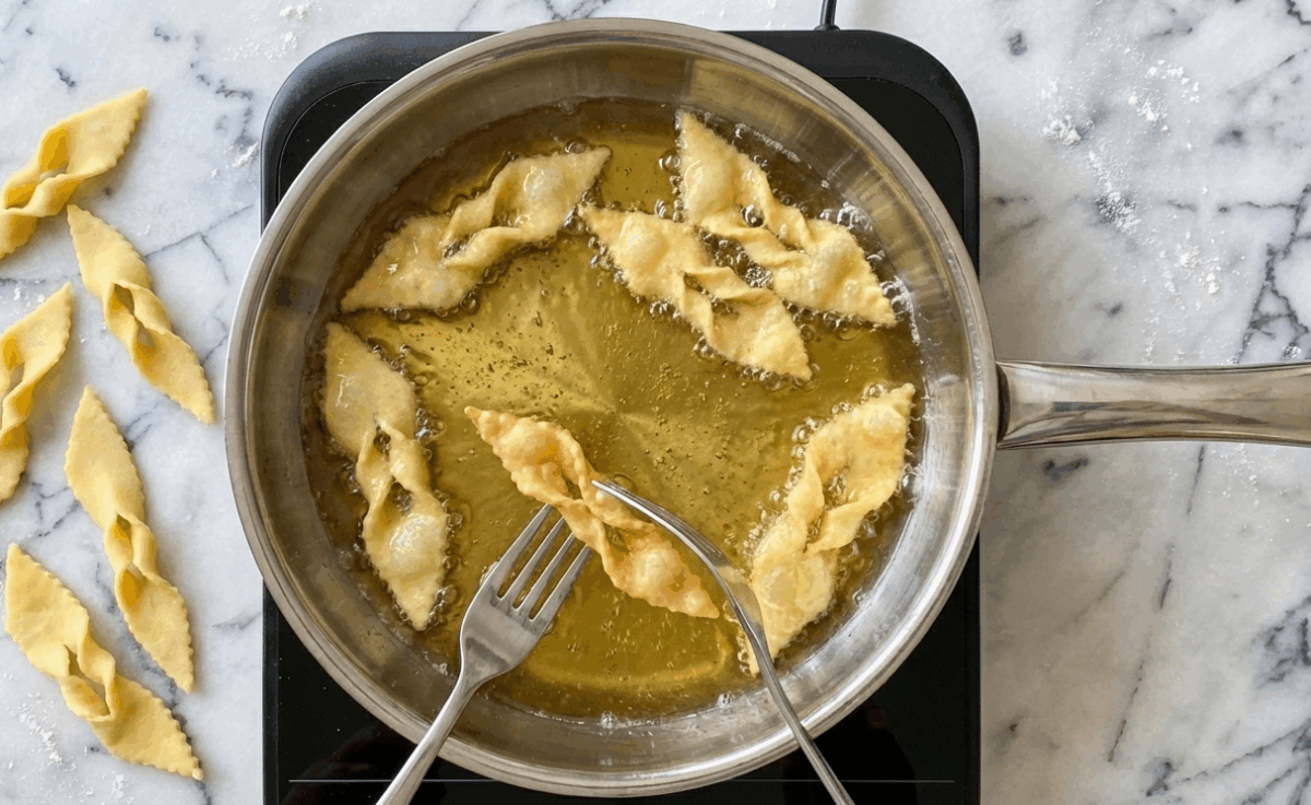 Chrusciki o alitas de ángel polacas. Postre de Carnaval