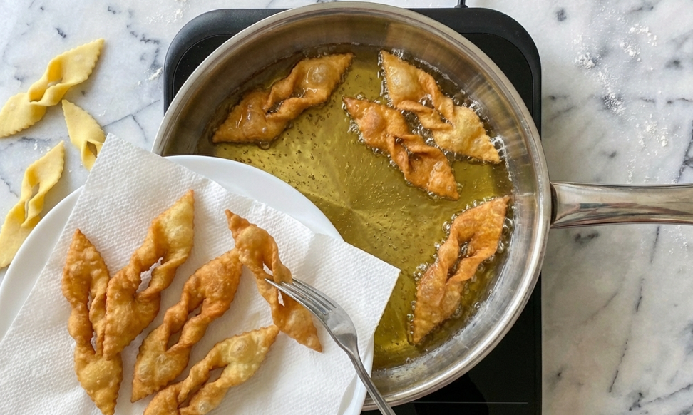 Chrusciki o alitas de ángel polacas. Postre de Carnaval