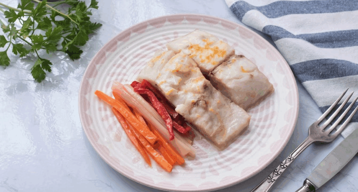 Corvina en papillote con verduras