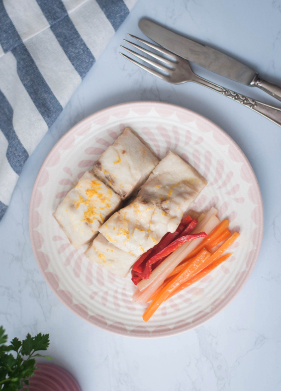 Corvina en papillote con verduras