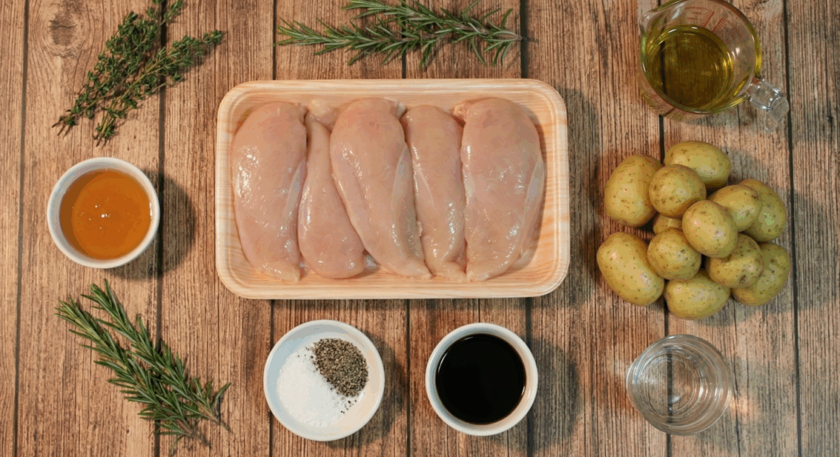 Pollo a la miel con tomillo y romero. Receta en 20 minutos