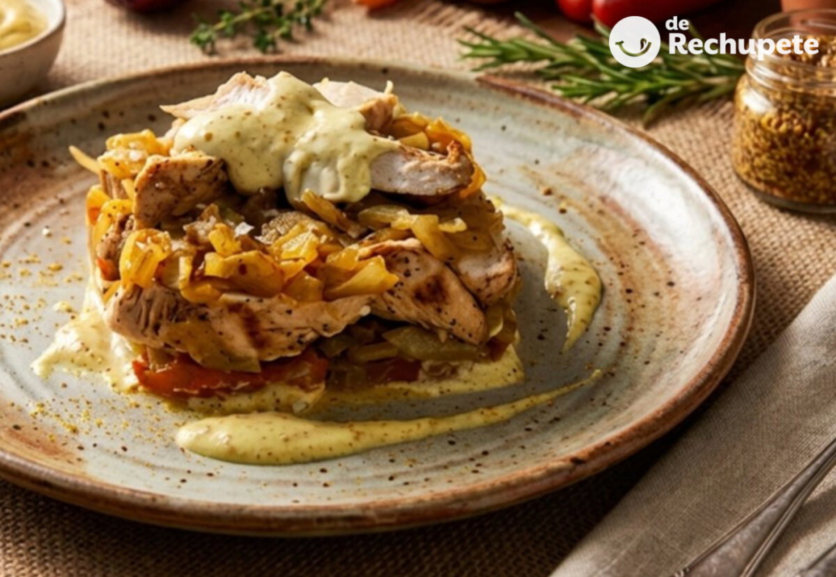 Timbal de pechuga de pollo al curry y mostaza
