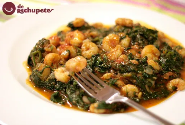 Espinacas con gambas