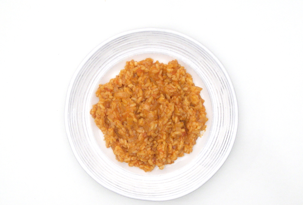 Risotto de tomate fresco con burrata y albahaca