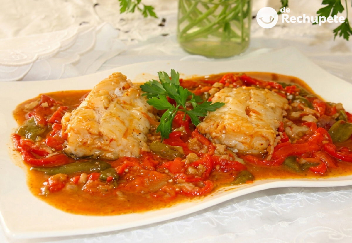 Bacalao a la tranca con pimientos asados