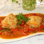 Bacalao a la tranca con pimientos asados