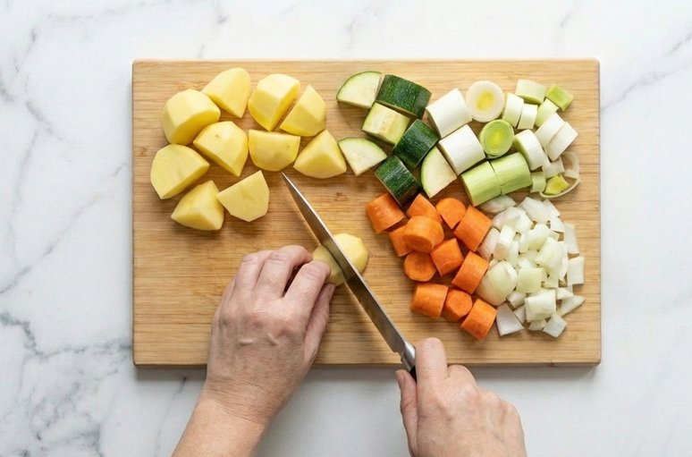 Crema de verduras rápida en olla exprés Fissler. Receta fácil, sana y lista en minutos
