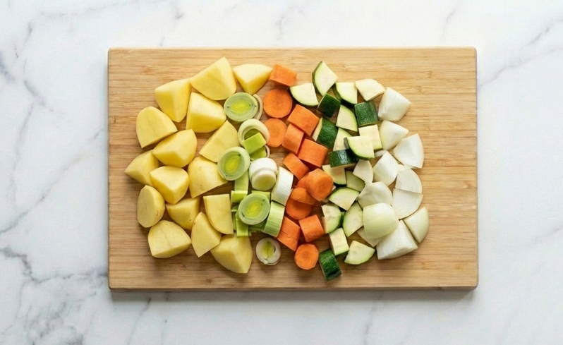 Crema de verduras rápida en olla exprés Fissler. Receta fácil, sana y lista en minutos