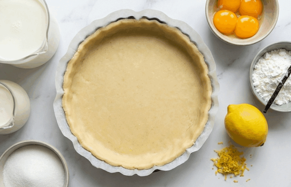 Flan parisien tradicional. La crema francesa con base de masa quebrada que nunca falla