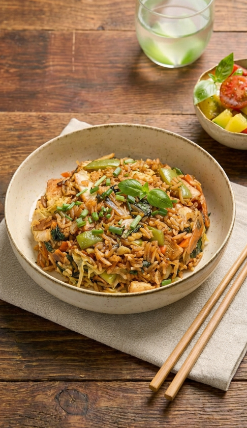 Salteado de arroz, verduras y tofu paso a paso