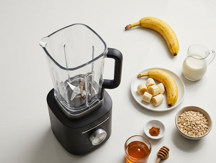 Batido de plátano y avena casero, cremoso y lleno de energía para empezar el día con buen pie