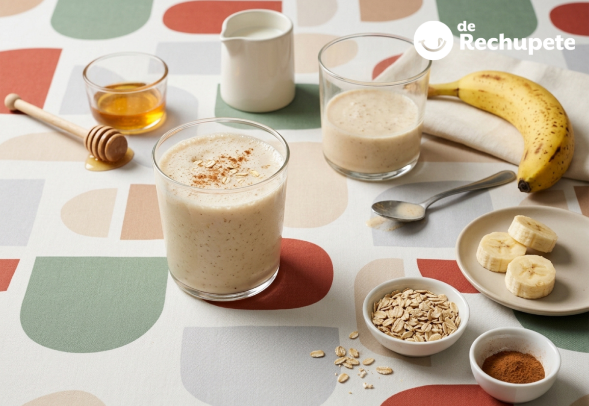 Batido de plátano y avena casero, cremoso y lleno de energía para empezar el día con buen pie