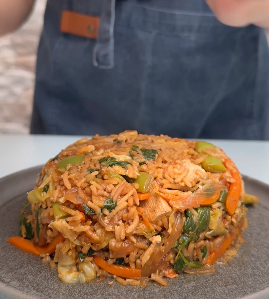 Salteado de arroz, verduras y tofu paso a paso