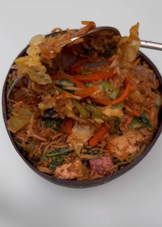 Salteado de arroz, verduras y tofu paso a paso