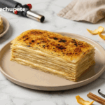 Milhojas de filloas caramelizadas con crema catalana