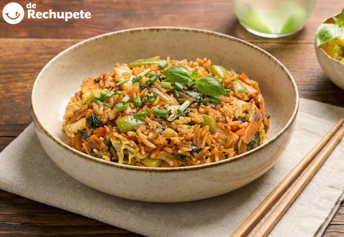 Salteado de arroz, verduras y tofu paso a paso