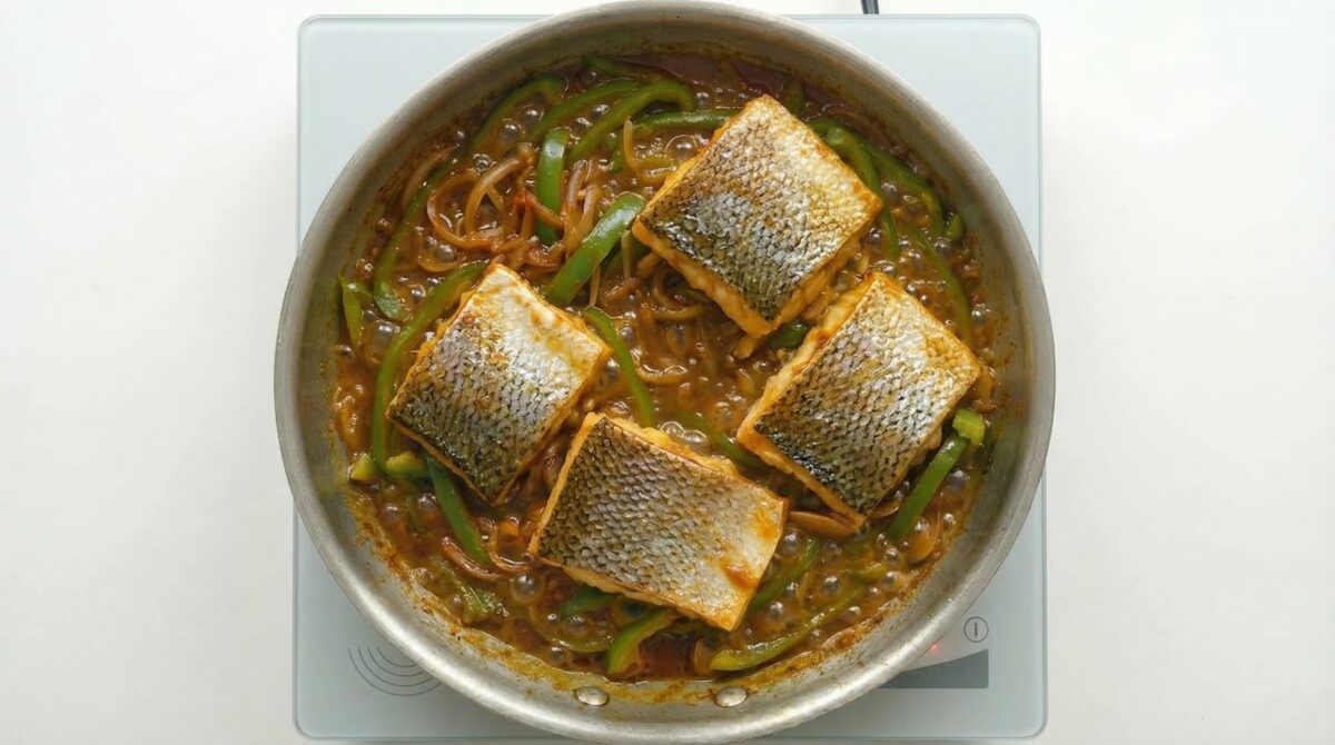 Bacalao encebollado y con pimientos al estilo canario