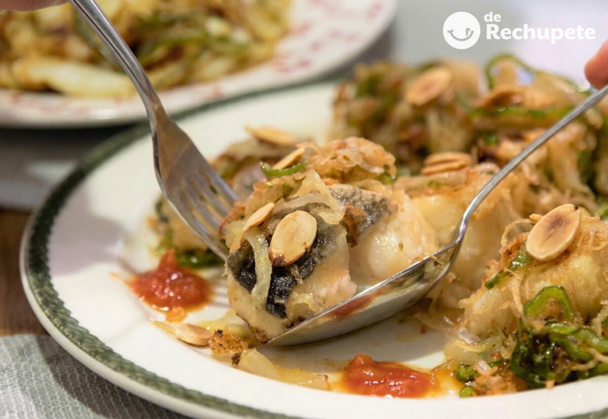 Bacalao encebollado y con pimientos al estilo canario