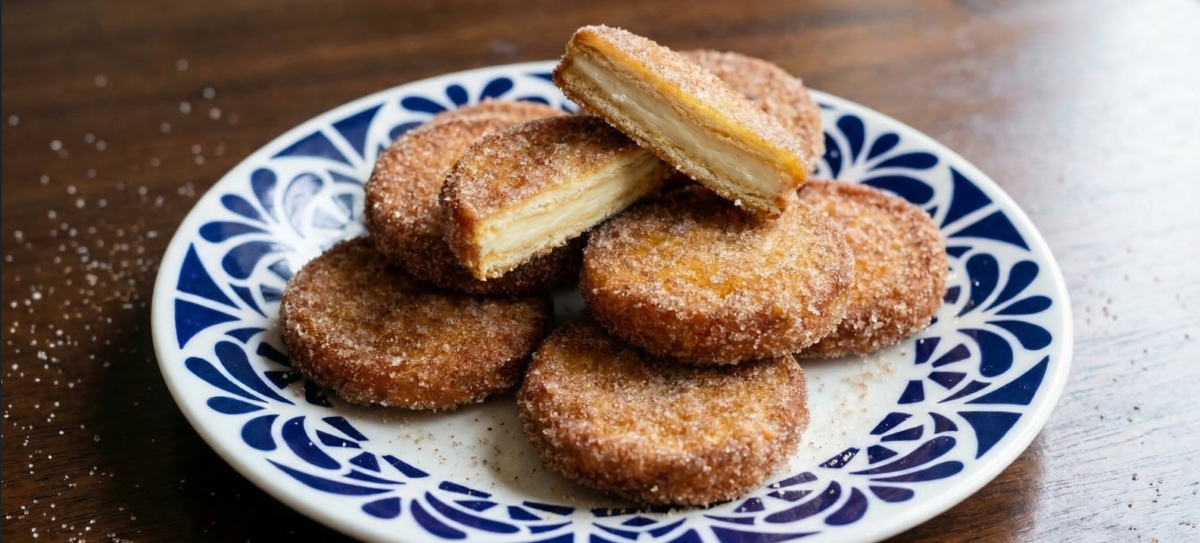 Galletas fritas rellenas de crema o matasuegras. Receta popular de Murcia