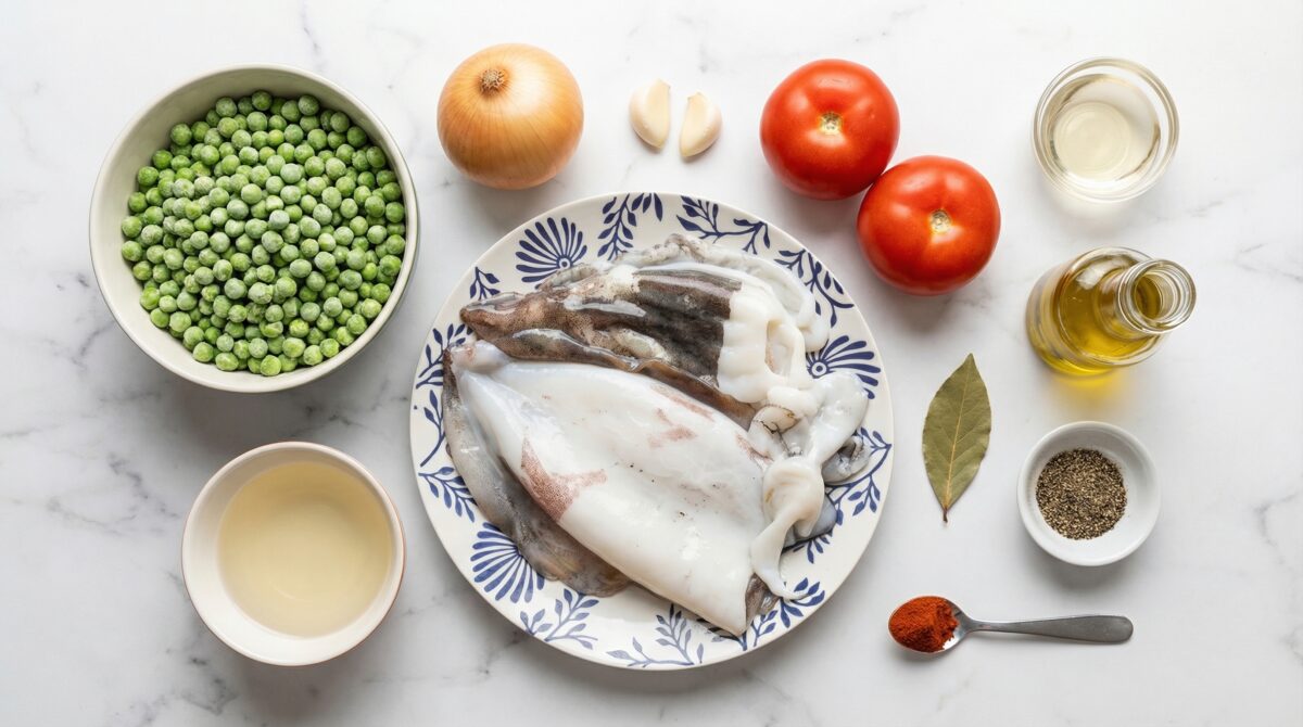 Guisantes con sepia, receta tradicional fácil y con mucho sabor