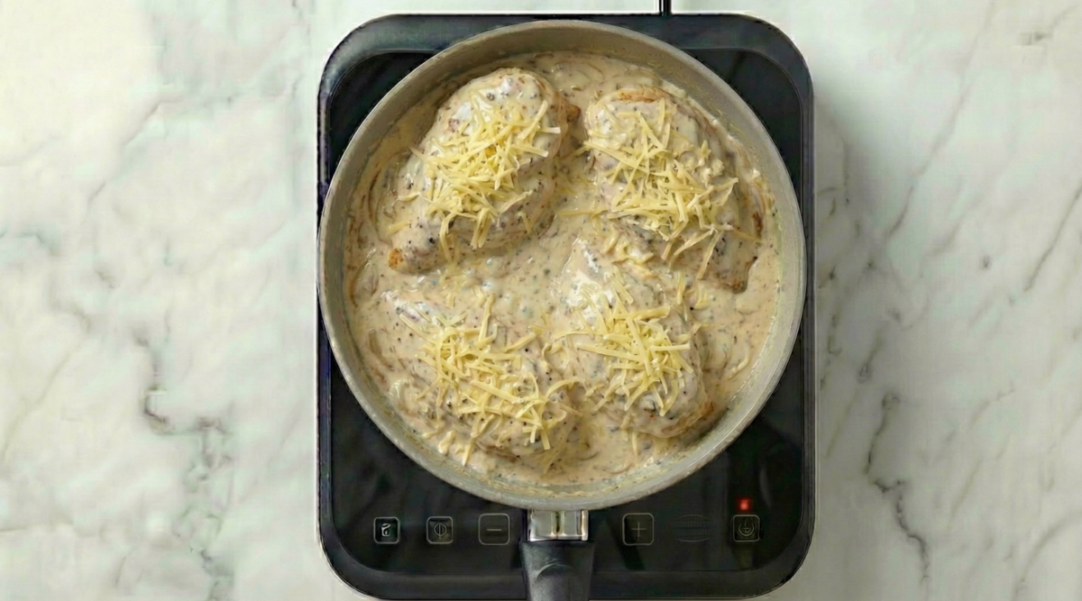 Pechugas de pollo en salsa de queso. Receta fácil, cremosa y lista en 30 minutos