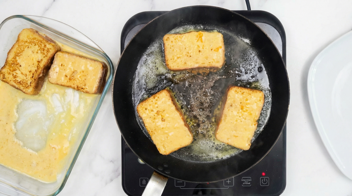 Torrijas de brioche caramelizadas. La versión a la plancha más jugosa y fácil en casa