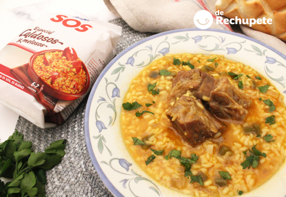 Arroz caldoso con costillas de cerdo. Receta tradicional paso a paso