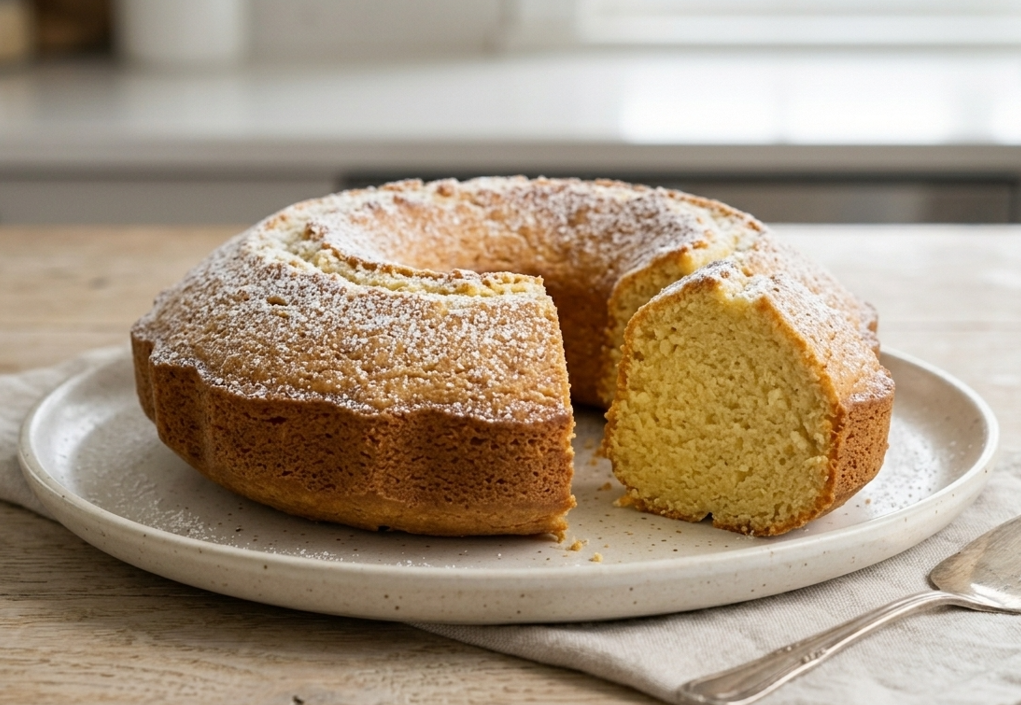 Ciambella italiana tradicional. Bizcocho casero con mantequilla al estilo de las cocinas italianas