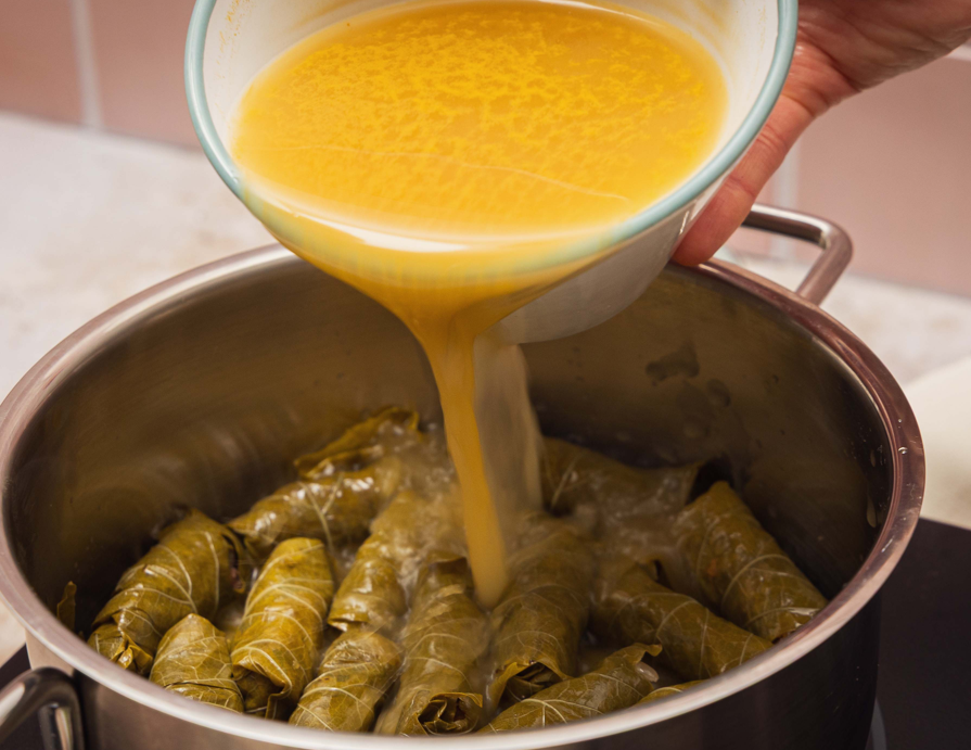 Dolmas griegas rellenas de arroz y carne