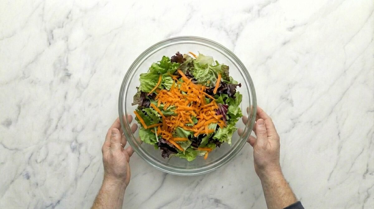 Ensalada con manzana crujiente y vinagreta casera, receta fácil y saludable