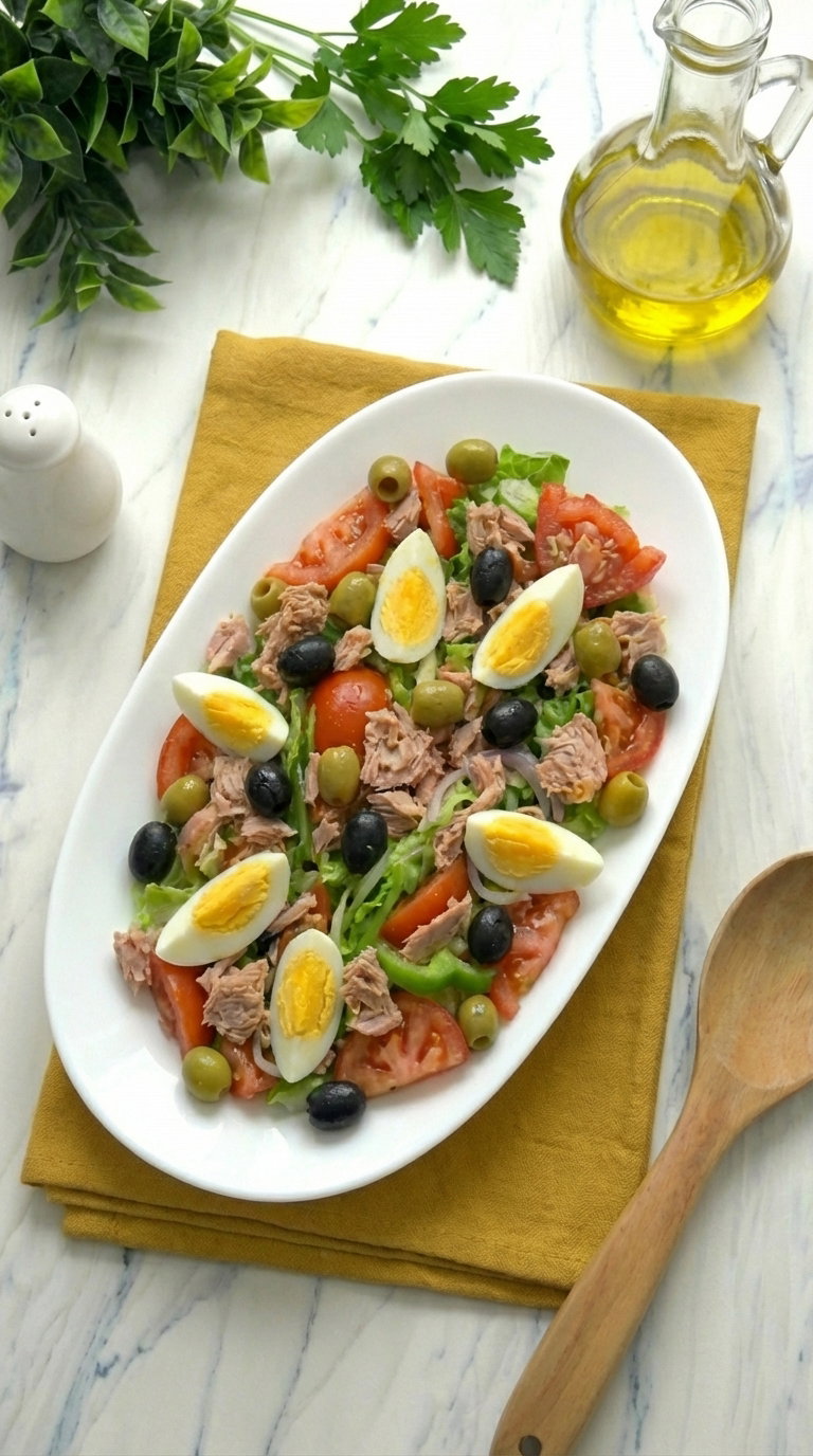 Ensalada valenciana tradicional. Receta fresca y sencilla paso a paso