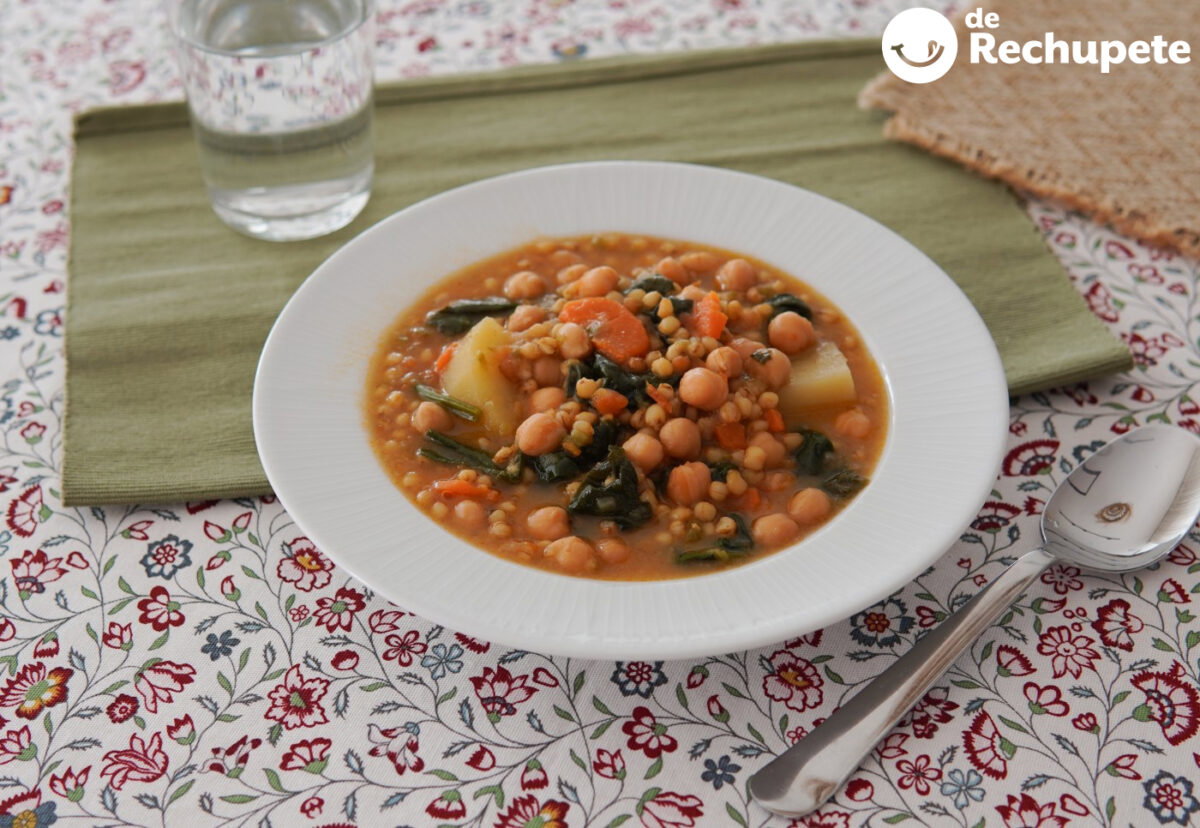 Guiso de trigo con garbanzos paso a paso