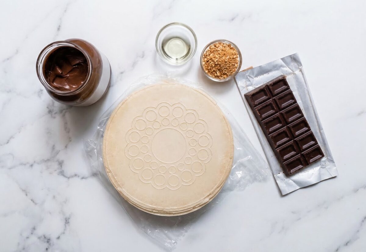 Tarta de huesitos con obleas y Nutella. La tarta de chocolate más fácil y crujiente
